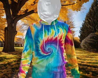 Rainbow Tie-dye Jacket for Autumn Vibrant Hoodie for Fall and