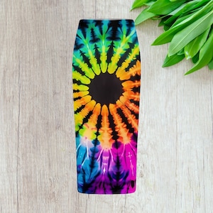 Rainbow Tie Dye Split Thigh Maxi Skirt - Black Sun Design - Boho Hippie Style