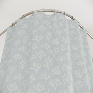 Soft Blue Kelp Pattern Shower Curtain | Coastal Bathroom Decor