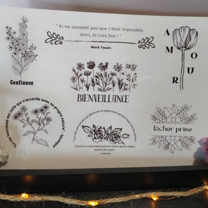 Planche de stickers transparents Fleurs - Autocollant transparents pour journal, bullet journal, bujo, scrapbooking
