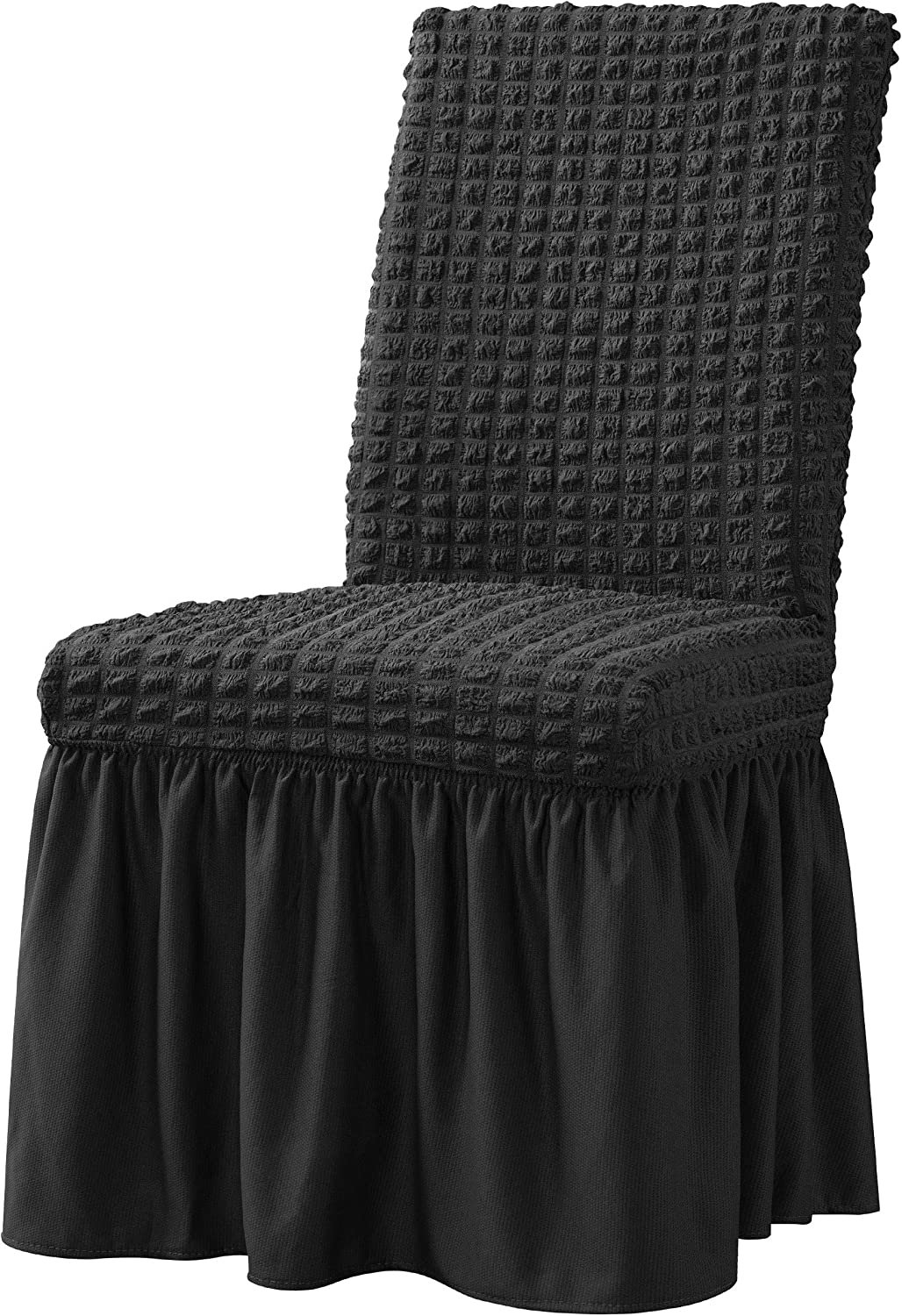 Skirted Crepe Chair Covers for Dining Room & Living Room, High Stretch
