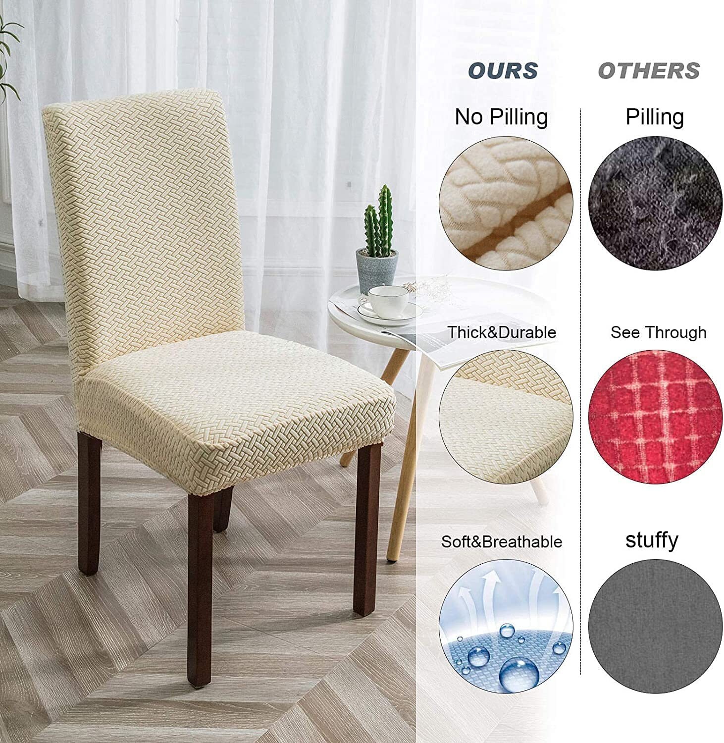 Kitchen Spandex Slipcover Brick Pattern Dining Chair Cover Jacquard for ...
