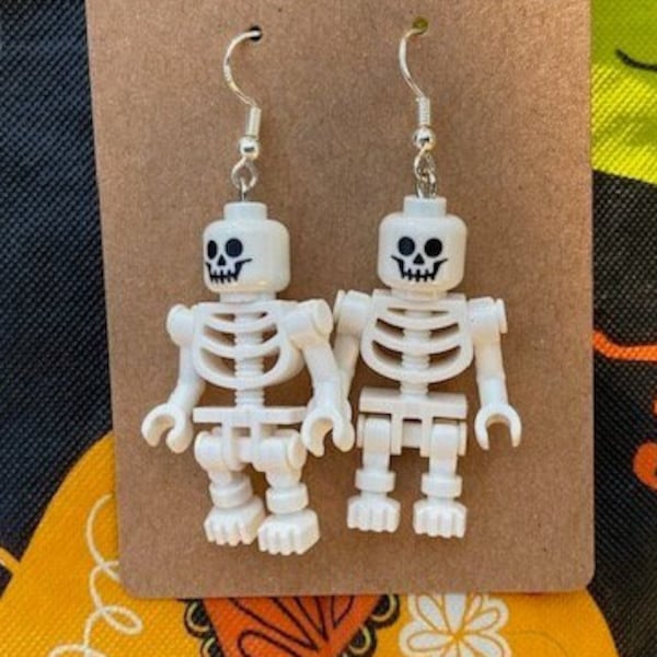 LEGO Halloween skeleton earrings, Handmade with Lego®