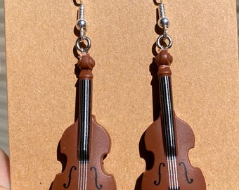 Cello musical instrument earrings, Symphony, Handmade with LEGO® bricks