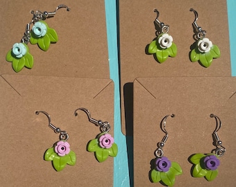 LEGO®  earrings, Spring leaf flower (you pick color), Handmade with LEGO®