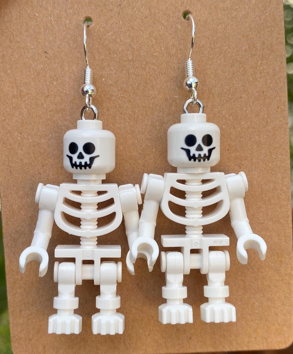 Halloween costume skeleton earrings, Handmade with LEGO® bricks