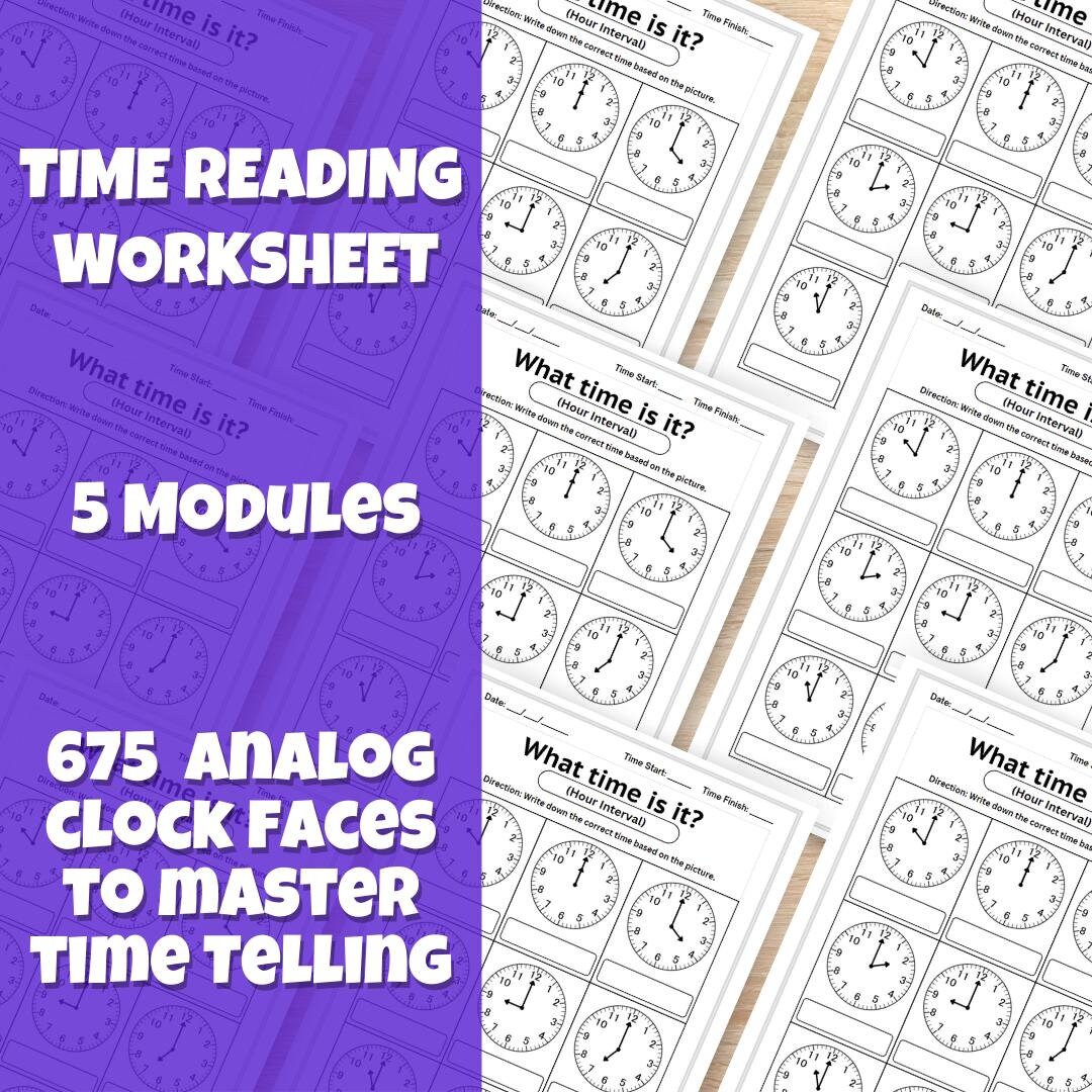 Printable TIME TELLING WORKSHEETS for Kids (ages 6 -11) | Master Analog ...