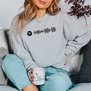 Customized Embroidered Song or Playlist Crewneck Sweatshirt, Music Graphic Crewneck, Pullover Sweatshirt