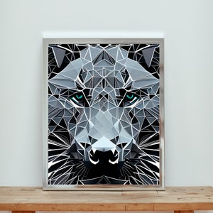 Lobo geométrico Impresión digital Arte de la pared Lobo Impresión descargable Lobo geométrico Arte Regalo para él