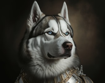 Digitales Bild, Hunde der Kriegssammlung, Portrait, Druckfertig, Siberian Husky, Antikas