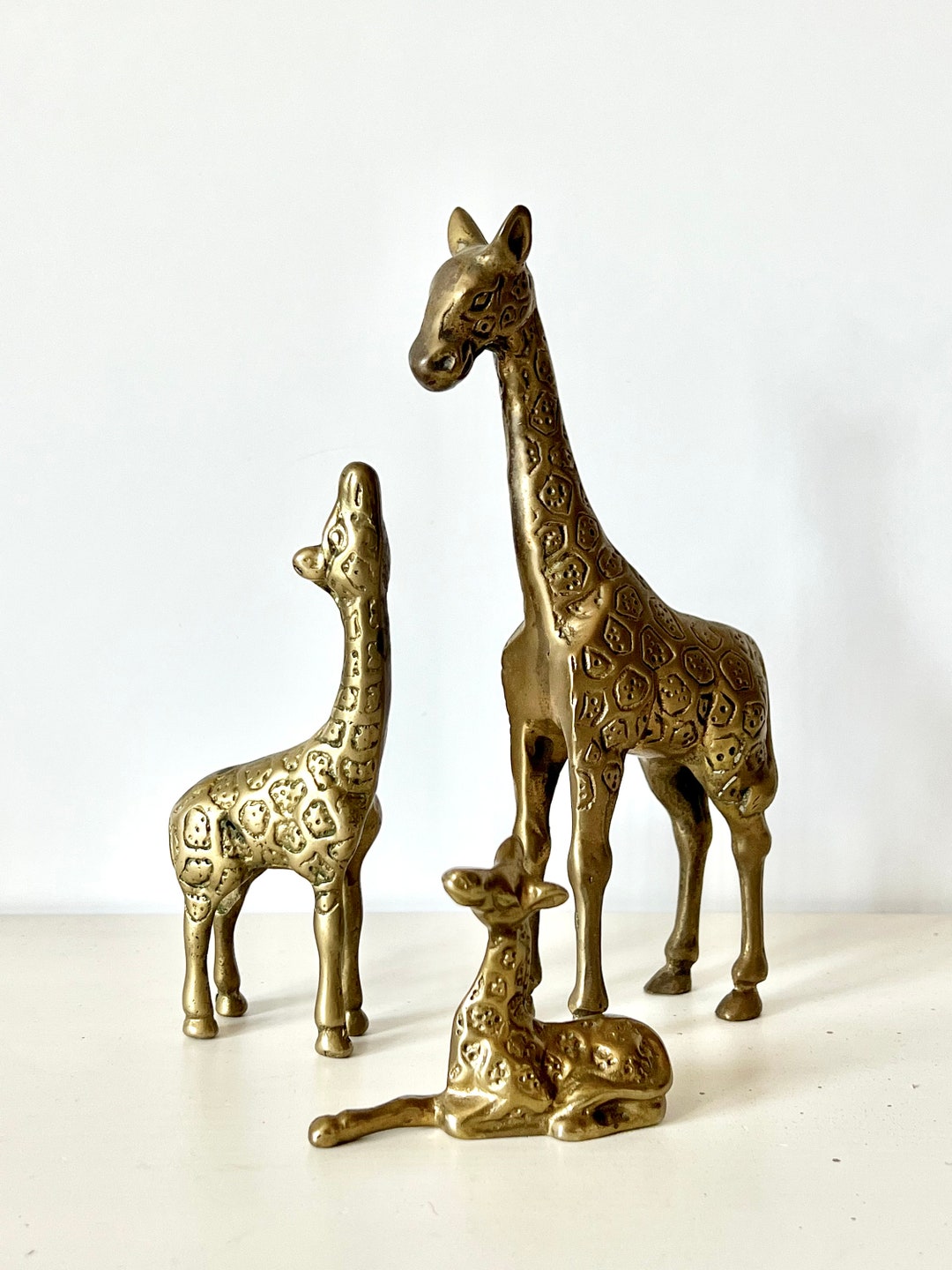 Vintage Brass Giraffe Figurines Brass Giraffe Trio Brass Etsy