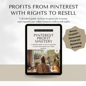 Profit From Pinterest Mastery| Digital Marketing Guide, PLR, Resell, Lead Magnet, Freebie, DFY, Passive Income, ChatGPT Prompts | Ebook