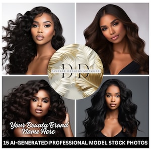 Stunning Melanin Stock Photos for Hair Beauty Brands | AI Models Wig Stock Images | Perfect for Websites, Social Media & Branding
