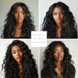 Diverse Melanin Stock Photos for Beauty Wig Brands | AI Models for Hair, Lash, Extensions | Perfect Website & Instagram Feed Stock Images