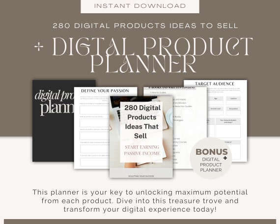 Digital Products Ideas That Sell For Passive Income -Best Seller Ideas List for Small Businesses + Bonus 35-Page Product Planner