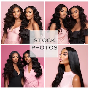 Beauty Hair Stock Photos for Wig Business | Diverse Melanin Models, AI Stock Photos, Hair Extensions | Website & Instagram Visuals