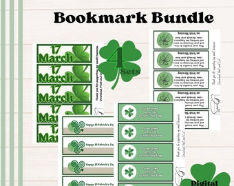 Printable Bookmarks St. Patrick’s Day, Book Lovers Saint Patrick’s Gift, Printable Bookmarks, Digital Download, St. Paddy Bookclub Bookmarks
