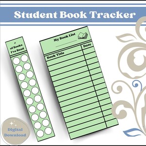 Printable Bookmarks Reading Log, Book Tracker, Reading Tracker, Digital Download, Book Tracker List Library Card