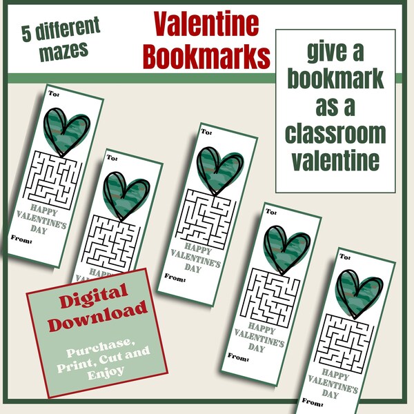Valentine's Day Bookmarks, Boy Valentine, Classroom Valentine's Gift, Printable Bookmarks, Digital Download, School Valentines to Hand Out