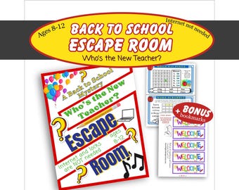 Printable Escape Room, Back to School Escape Room Kit, Team Building Games, Logic Puzzle Game, Classroom Activity, Digital Download