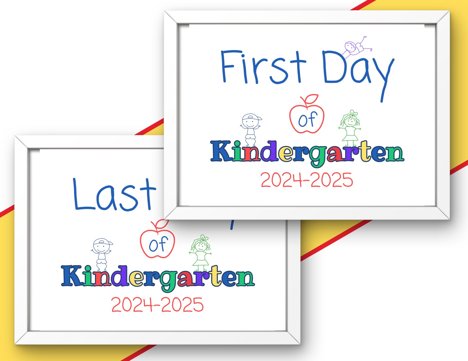 First Day of School Sign Printable, First Day Last Day of Kindergarten ...