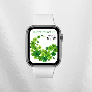 Shamrock Watch Face Watch Wallpaper, St. Patrick's Day Watch, Compatible Apple Watch Wallpaper, St. Paddys Background, Digital Download