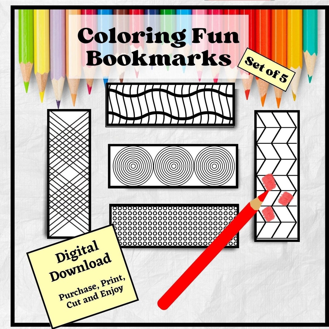 Coloring Bookmark Set Calming Color Bookmarker Digital - Etsy