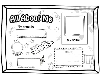 All About Me Back to School Activity, Printable First Day of School, About Me Sheet, Printer Friendly Black and White, Digital Download