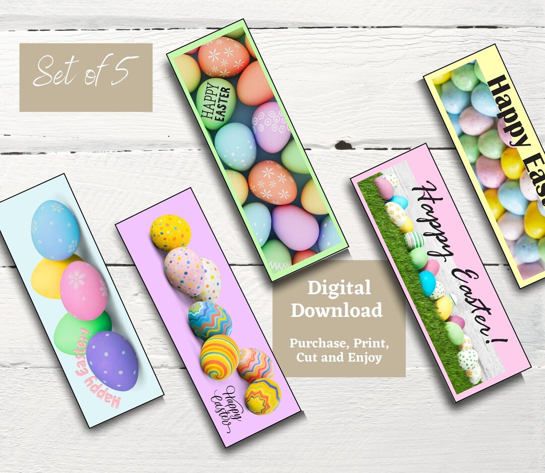 Easter Printable Bookmarks, Set of 5, Cute Bookmark Gift, Digital ...