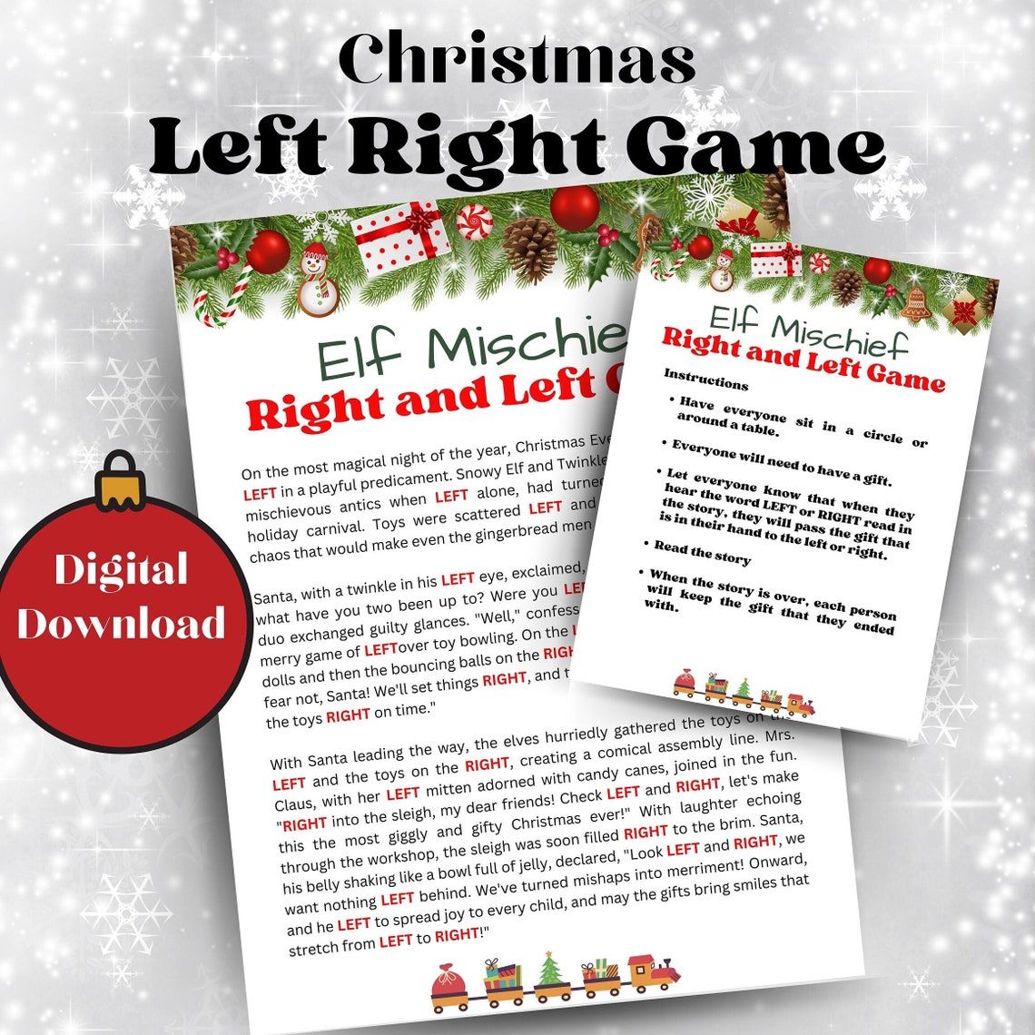 Right Left Christmas Game, Left Right Gift Game, Fun Family Christmas Christmas Games Left Right