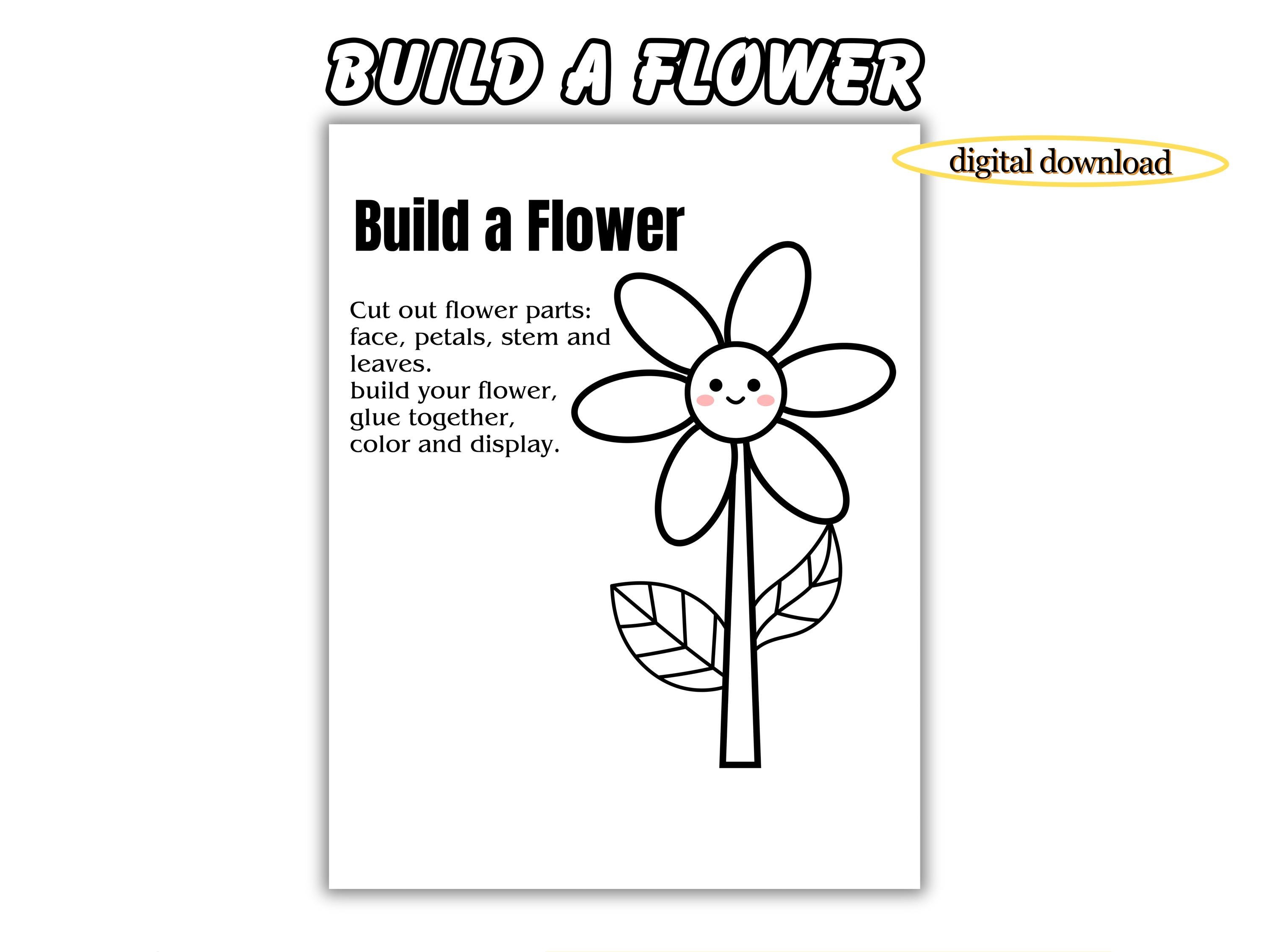 Build a Flower, Printable Kindergarten, Flower Building, Digital