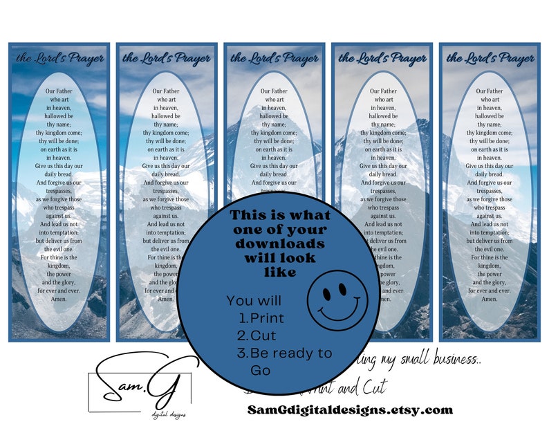 The Lord's Prayer Printable Bookmarks, Unique Bookmarks, Our Father's ...