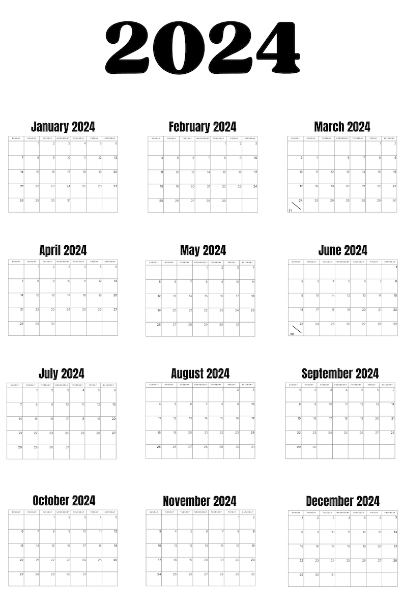 Large Wall Calendar, 2024 Wall Calendar Extra Large, Year at a Glance