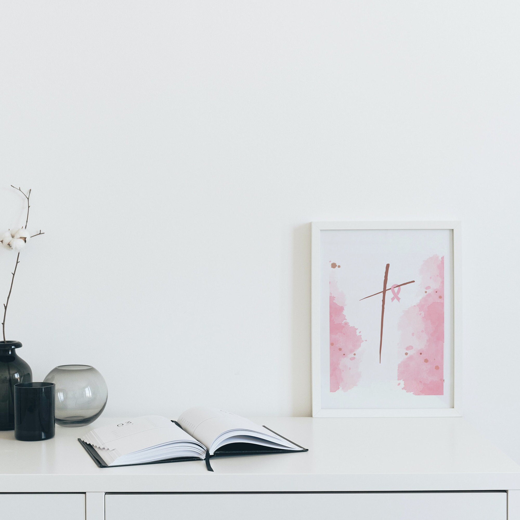 Cancer Surviver Gift, Breast Cancer Ribbon on Cross, Give It to God ...