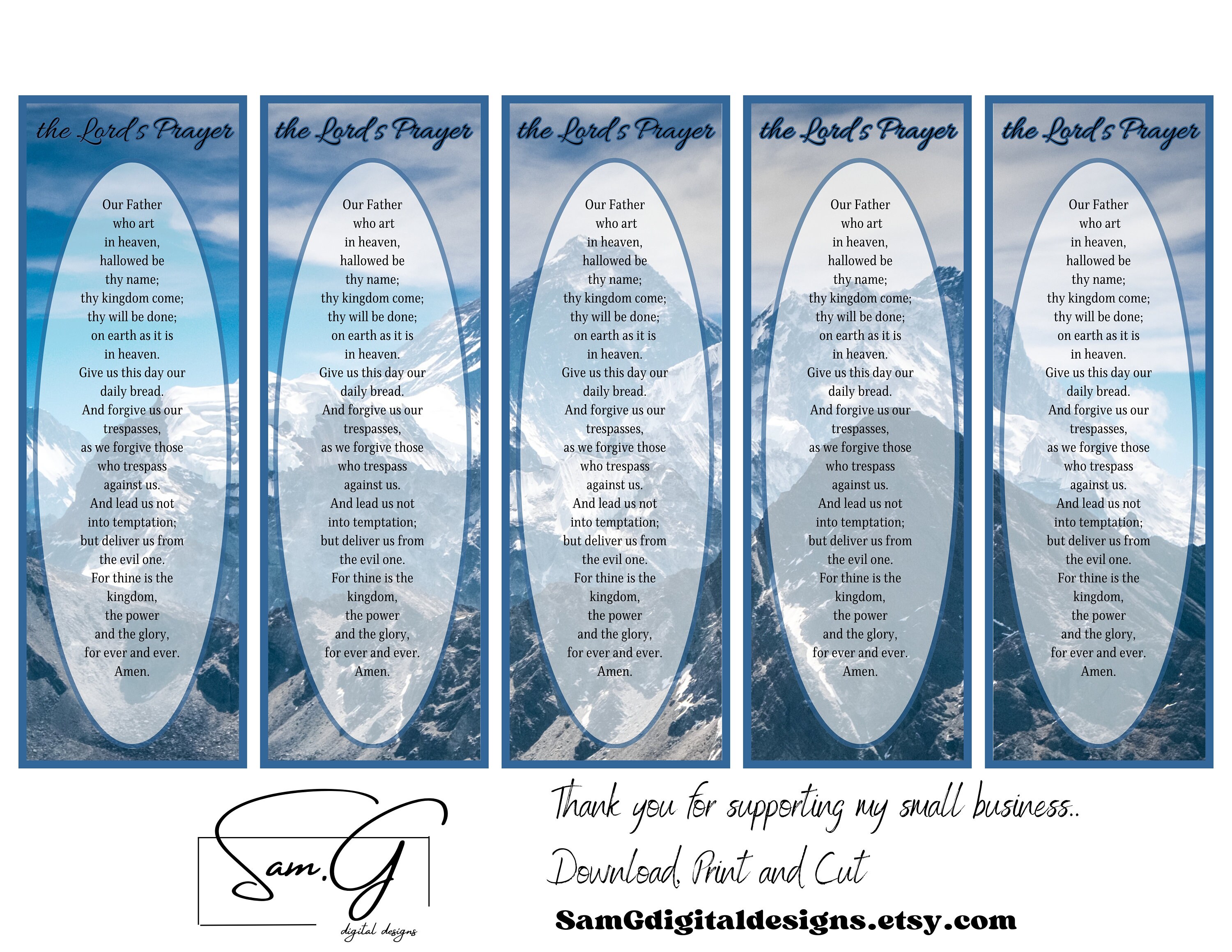 The Lord's Prayer Printable Bookmarks, Unique Bookmarks, Our Father's ...