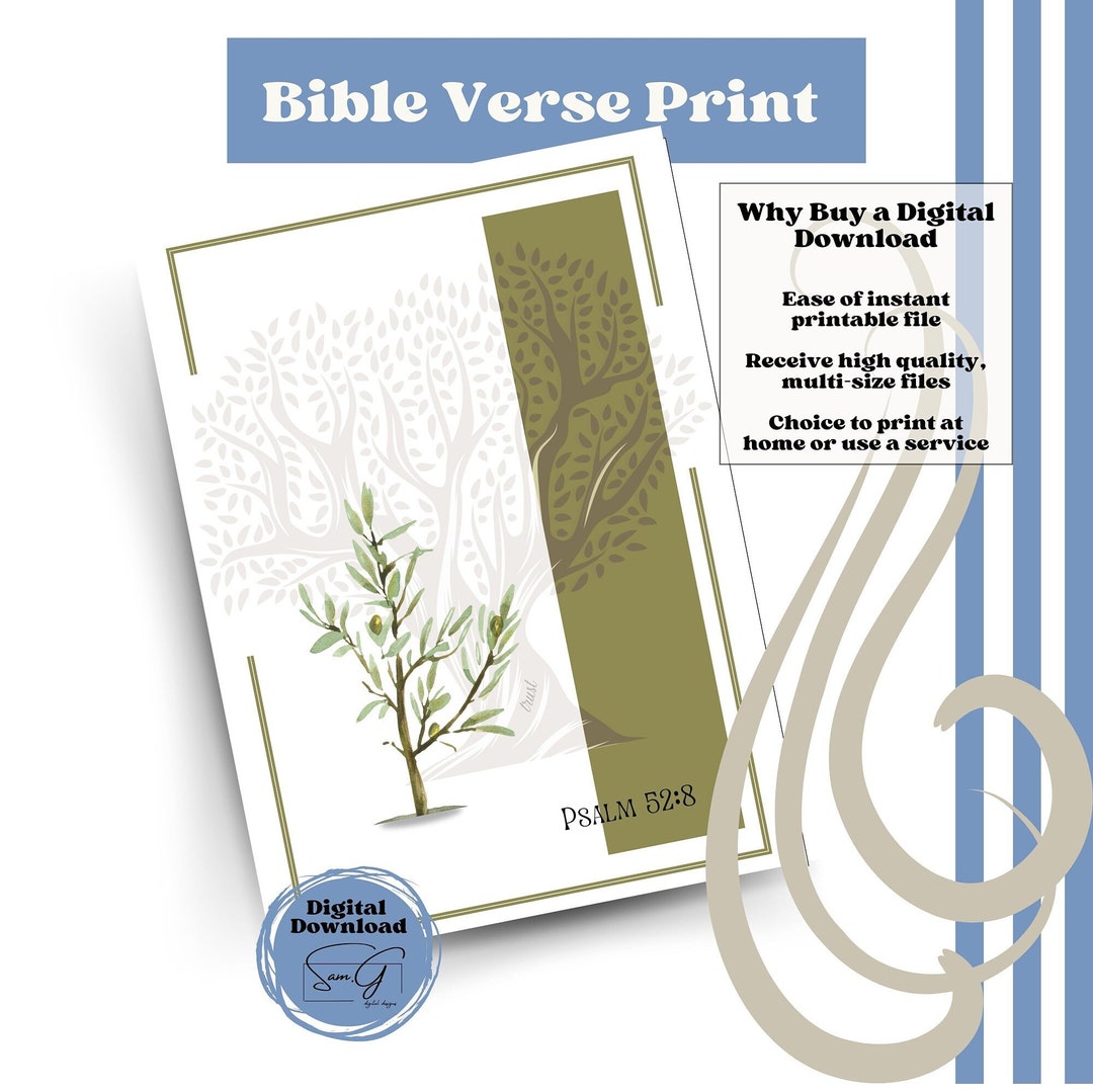 Olive Tree Printable, Sage Green Wall Art, Psalm 528, Digital Download