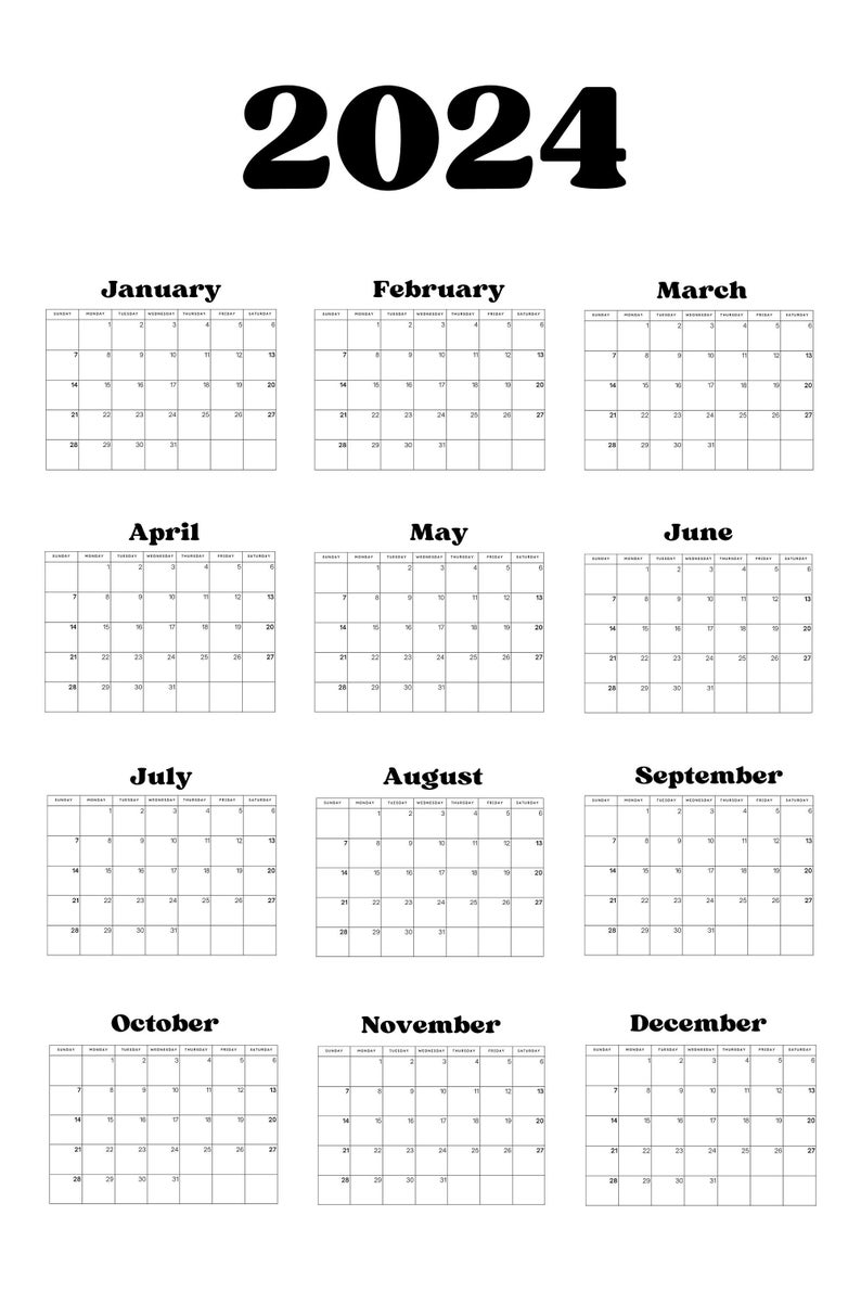 Large Wall Calendar 2024 Extra Large Wall Calendar Year at a Etsy Canada