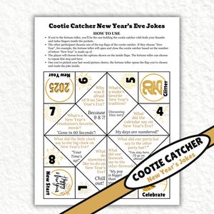 Cootie Catcher, Adivino de papel, Cootie Catcher de origami, Chistes de Nochevieja, Juego de adivino, Descarga instantánea