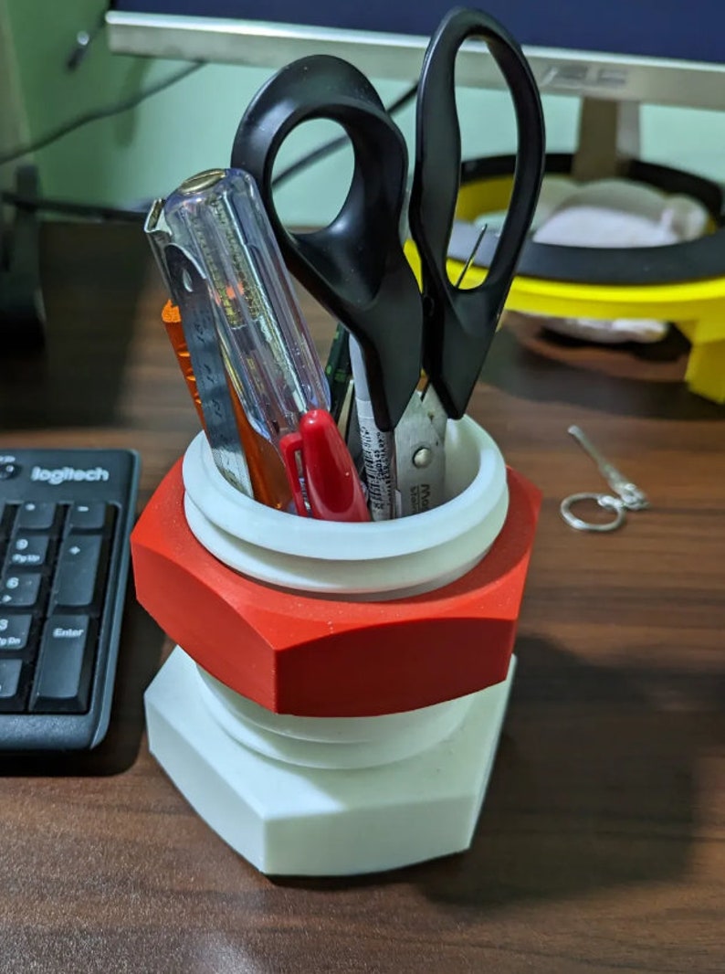 Nut & Bolt Pen/pencil Holder Functional Fidget Pen Holder Etsy