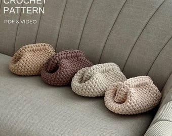 Chunky Crochet Clutch Pattern | T-Shirt Yarn Pouch PDF & Video Tutorial
