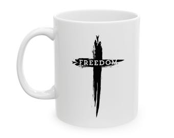 Freedom Cross Coffee Mug | Christian Cross Faith Mug