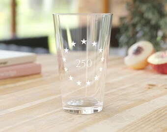 250th Anniversary Betsy Ross Stars Engraved Beer Glass | Founding Fathers | Patriotic Engraved 16oz Beer Glass