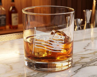 Distressed American Flag Whiskey Glass | Engraved 10.5oz Rocks Glass