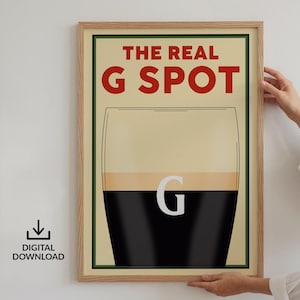 Póster digital "Split the G", impresión divertida y grosera, arte de cerveza negra irlandesa, regalo para novio, amante de la cerveza arpa vintage, regalo masculino.