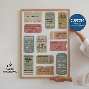 Kundenspezifisches Konzertkarten-Poster, personalisierte Retro Memory Art, Musik 80er Jahre Rock Gig Liebhaber, Geburtstag Jubiläum Geschenkidee Stub Print