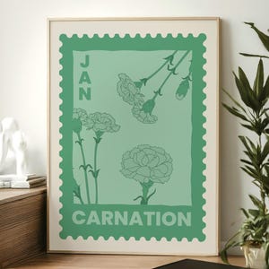 Januar Geburtsblume Stempel Poster, Nelke Blumendruck, Botanische Familie Baby Geschenk, Dopamin Dekor, Geburtstagsgeschenk