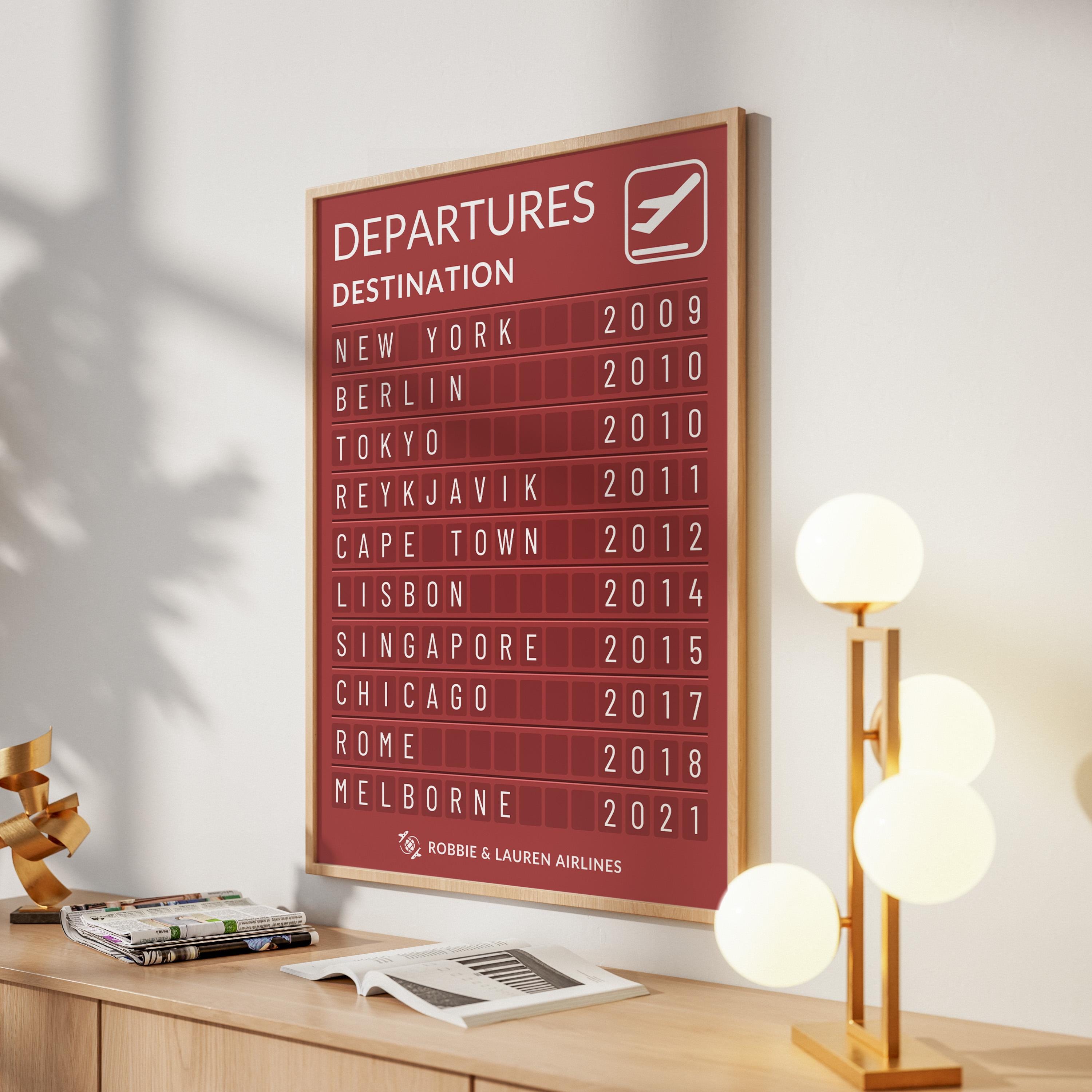 AIRPORT BOARD Bestemming Posters Canvas Wall Art Foto Prints Reizen