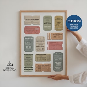 Digital Custom Concert Ticket Poster, Personalized Retro Memory Art, Music 80s Rock Gig Lover, Birthday Anniversary Gift Idea Stub Print
