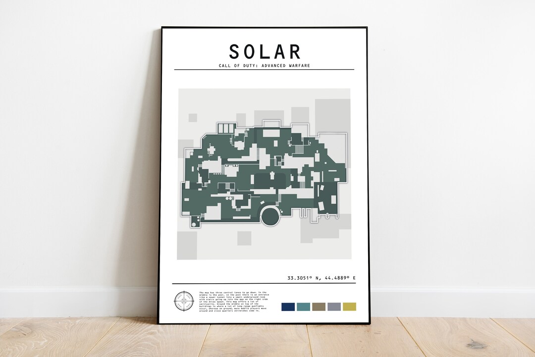 Call of Duty Solar Map Poster / Video Game Decor Print / Minimal Gamer ...