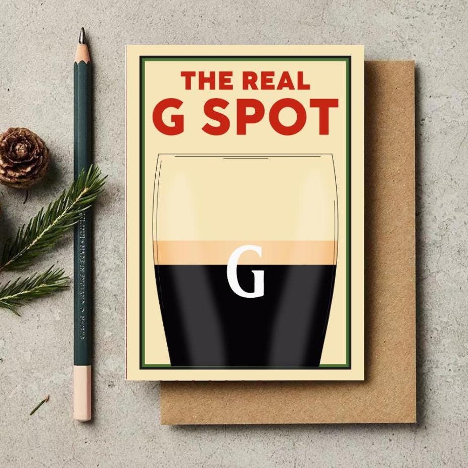 Greetings Card Split The G, Christmas Birthday Simple Holiday Cards, Funny Rude, Gift for Beer Stout Lovers, Present for Him Dad, Unique Men